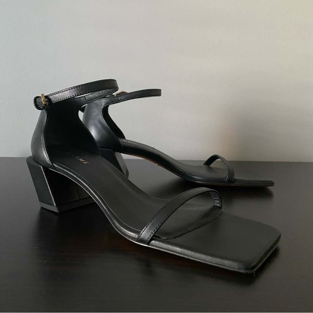 FRAME Le Summit Square Toe Sandal Black Size 6